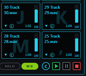Four armed cues, MIX on, C button ready